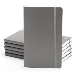 Notebooks|Poppin Professional Notebooks, 5" x 8.25", College Ruled, 96 Sheets, Gray/Silver, 25/Set (104134)