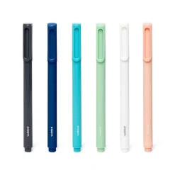 Pens|Poppin Signature Ballpoint Pens, Medium Point, Black Ink, 6/Pack (105066)