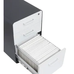 File Cabinets*Poppin Stow 3-Drawer File Cabinet, Rolling Cabinet with Casters, Letter/Legal, Charcoal/White, 20