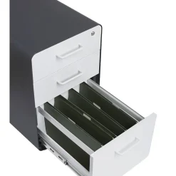 File Cabinets*Poppin Stow 3-Drawer File Cabinet, Rolling Cabinet with Casters, Letter/Legal, Charcoal/White, 20