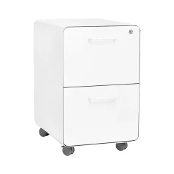 File Cabinets*Poppin Stow 2-Drawer Mobile Vertical File Cabinet, Letter/Legal Size, Lockable, 25"H x 15.75"W x 20"D, White (100914)