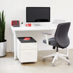 File Cabinets*Poppin Stow 2-Drawer Mobile Vertical File Cabinet, Letter/Legal Size, Lockable, 21.5"H x 15.75"W x 20"D, White (104731)