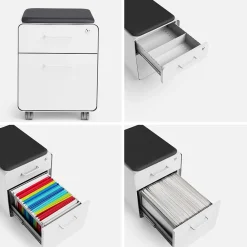 File Cabinets*Poppin Stow 2-Drawer Mobile Vertical File Cabinet, Letter/Legal Size, Lockable, 21.5