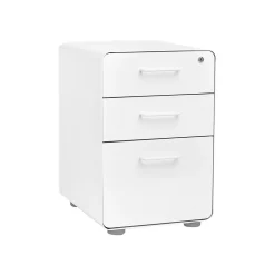 File Cabinets*Poppin Stow 3-Drawer Mobile Vertical File Cabinet, Letter/Legal Size, Lockable, 24"H x 15.75"W x 20"D, White (100425)