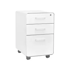 File Cabinets*Poppin Stow 3-Drawer Vertical File Cabinet, Locking, Letter/Legal, White, 20"D (100915)