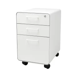 File Cabinets*Poppin Stow 3-Drawer Vertical File Cabinet, Locking, Letter/Legal, White, 20"D (100915)