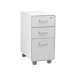 File Cabinets*Poppin The Sort-It-Out 3-Drawer Mobile Vertical File Cabinet, Letter/Legal Size, Lockable, White/Light Gray (104743)