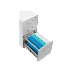 File Cabinets*Poppin The Sort-It-Out 3-Drawer Mobile Vertical File Cabinet, Letter/Legal Size, Lockable, White/Light Gray (104743)