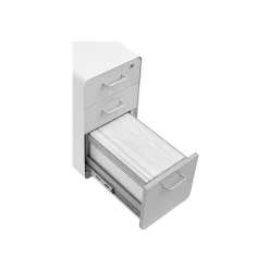 File Cabinets*Poppin The Sort-It-Out 3-Drawer Mobile Vertical File Cabinet, Letter/Legal Size, Lockable, White/Light Gray (104743)