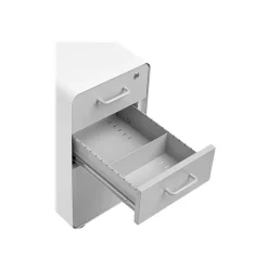 File Cabinets*Poppin The Sort-It-Out 3-Drawer Mobile Vertical File Cabinet, Letter/Legal Size, Lockable, White/Light Gray (104743)