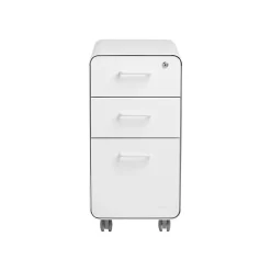 File Cabinets*Poppin The Sort-It-Out 3-Drawer Mobile Vertical File Cabinet, Letter/Legal Size, Lockable, 25"H x 12.5"W x 20"D, White (104742)