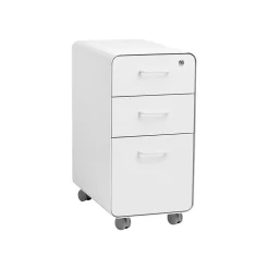 File Cabinets*Poppin The Sort-It-Out 3-Drawer Mobile Vertical File Cabinet, Letter/Legal Size, Lockable, 25"H x 12.5"W x 20"D, White (104742)