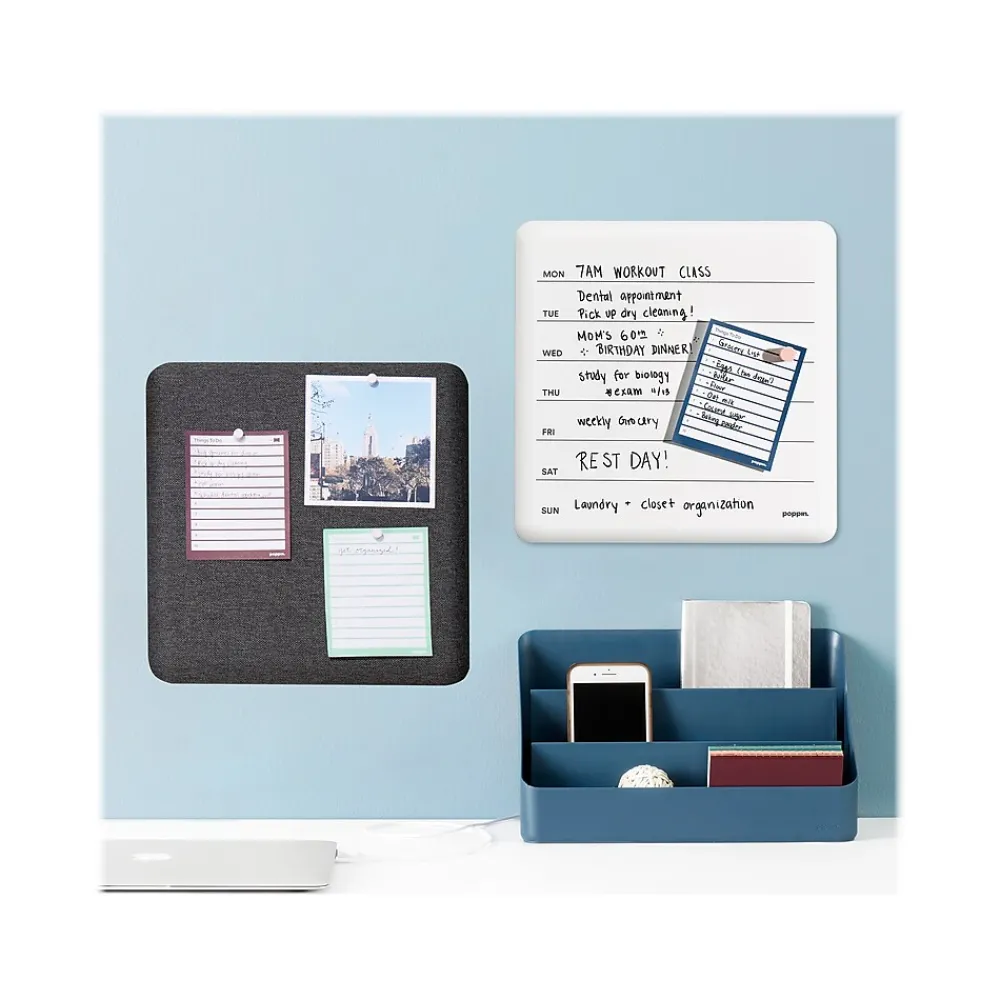 Dry Erase*Poppin Weekly Dry-Erase Whiteboard, 1' x 1' (108723)