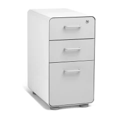 File Cabinets*Poppin White + Light Gray Slim Stow 3-Drawer vertical File Cabinet, Light Gray (104668)
