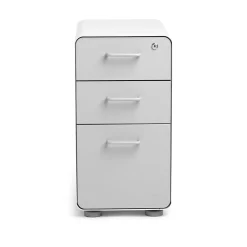 File Cabinets*Poppin White + Light Gray Slim Stow 3-Drawer vertical File Cabinet, Light Gray (104668)