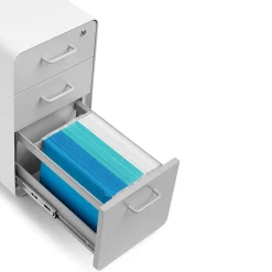 File Cabinets*Poppin White + Light Gray Slim Stow 3-Drawer vertical File Cabinet, Light Gray (104668)