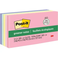Post-It Notes*Post-it Greener Recycled Notes, 3" x 5", Sweet Sprinkles Collection, 100 Sheet/Pad, 5 Pads/Pack (655RPA)
