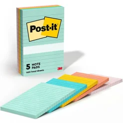 Post-It Notes*Post-it Notes, 4" x 6", Collection, Lined, 100 Sheet/Pad, 5 Pads/Pack (6605PKAST) Beachside Café