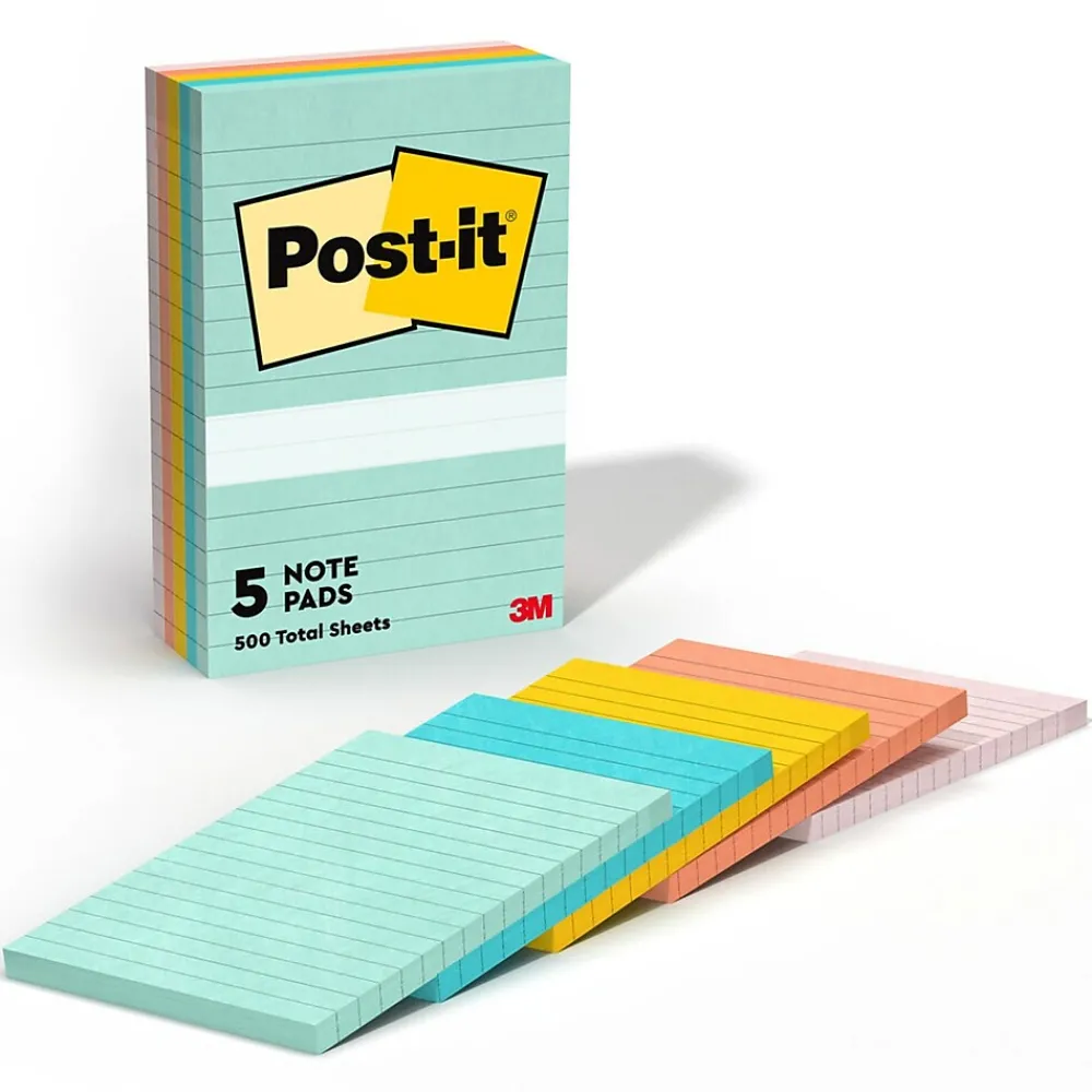 Post-It Notes*Post-it Notes, 4" x 6", Collection, Lined, 100 Sheet/Pad, 5 Pads/Pack (6605PKAST) Beachside Café