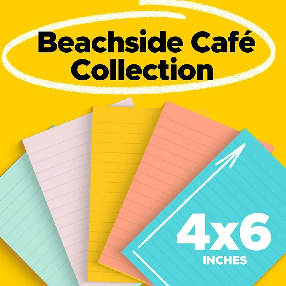 Post-It Notes*Post-it Notes, 4" x 6", Collection, Lined, 100 Sheet/Pad, 5 Pads/Pack (6605PKAST) Beachside Café