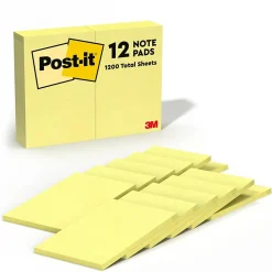 Post-It Notes*Post-it Notes, 4" x 6", Canary Collection, 100 Sheet/Pad, 12 Pads/Pack (659-YW)