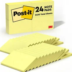 Post-It Notes*Post-it Notes, 3" x 5", Canary Collection, 90 Sheet/Pad, 24 Pads/Pack (65524VADB)