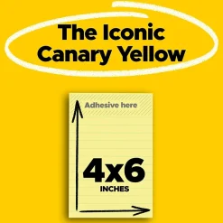 Post-It Notes*Post-it Notes, 4" x 6", Canary Collection, Lined, 100 Sheet/Pad, 5 Pads/Pack (6605PK) Canary Yellow