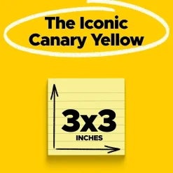 Post-It Notes*Post-it Notes, 3" x 3", Canary Collection, Lined, 100 Sheet/Pad, 12 Pads/Pack (63012PK) Canary Yellow Lined