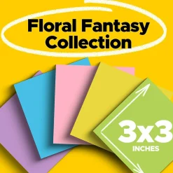 Post-It Notes*Post-it Notes, 3" x 3", Collection, 100 Sheet/Pad, 18 Pads/Pack (654-18BRCP) Floral Fantasy