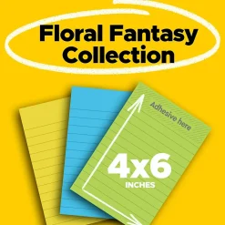 Post-It Notes*Post-it Notes, 4" x 6", Collection, Lined, 100 Sheet/Pad, 3 Pads/Pack (6603AU) Floral Fantasy