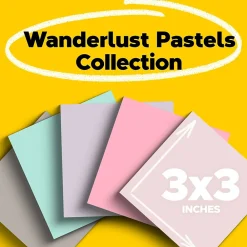 Post-It Notes*Post-it Recycled Super Sticky Notes, 3" x 3", Collection, 70 Sheet/Pad, 5 Pads/Pack (654R-5SSNRP) Wanderlust Pastels