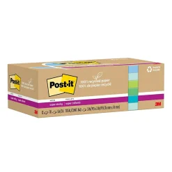 Post-It Notes*Post-it Recycled Super Sticky Notes, 3" x 3", Oasis Collection, 70 Sheet/Pad, 12 Pads/Pack (654R-12SST)