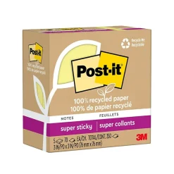 Post-It Notes*Post-it Recycled Super Sticky Notes, 3" x 3", Canary Collection, 70 Sheet/Pad, 5 Pads/Pack (654R-5SSCY) Canary Yellow