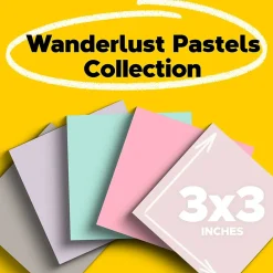 Post-It Notes*Post-it Recycled Super Sticky Notes, 3" x 3", Collection, 90 Sheet/Pad, 5 Pads/Pack (654-5SSNRP) Wanderlust Pastels