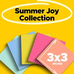 Post-It Notes*Post-it Super Sticky Notes, 3" x 3", Summer Joy Collection, 90 Sheet/Pad, 12 Pads/Pack (654-12SSJOY)