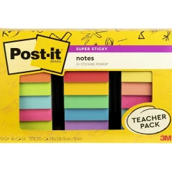 Sticky Notes*Post-it Super Sticky Notes, 3" x 3", Assorted Collection, 45 Sheet/Pad, 15 Pads/Pack (654-15SSBTS-SR)
