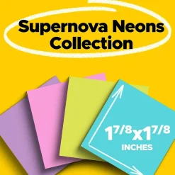 Sticky Notes*Post-it Super Sticky Notes, 1-7/8" x 1-7/8", Supernova Neons Collection, 90 Sheet/Pad, 8 Pads/Pack (622-8SSMIA)