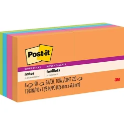 Post-It Notes*Post-it Super Sticky Notes, 2" x 2", Collection, 90 Sheet/Pad, 8 Pads/Pack (6228SSAU) Energy Boost