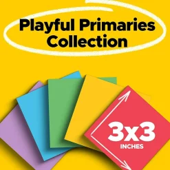 Post-It Notes*Post-it Super Sticky Notes, 3" x 3", Collection, 90 Sheet/Pad, 5 Pads/Pack (654-5SSAN) Playful Primaries