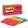 Post-It Notes*Post-it Super Sticky Notes, 3" x 3", Playful Primaries Collection, 90 Sheet/Pad, 12 Pads/Pack (65412SSAN)