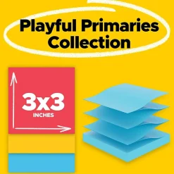 Post-It Notes*Post-it Super Sticky Pop-up Notes, 3" x 3", Playful Primaries Collection, 90 Sheet/Pad, 10 Pads/Pack (R33010SSAN)