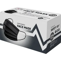 Disposable Surgical Cloth Face Mask, One Size, Black, 50/Box, 20 Boxes/Pack (TBN203203)<PPE Mask USA Sale
