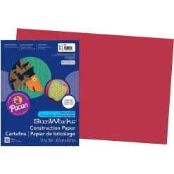 Construction Paper*Prang 12" x 18" Construction Paper, Red, 50 Sheets/Pack, 5 Packs (PAC6107-5)