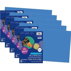 Construction Paper*Pacon Prang® Construction Paper, Blue, 12" x 18", 50 Sheets Per Pack, 5 Packs (PAC7407-5)