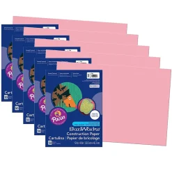 Construction Paper*Pacon Prang® Construction Paper, Pink, 12" x 18", 50 Sheets Per Pack, 5 Packs (PAC7007-5)