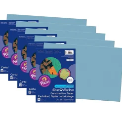 Construction Paper*Pacon Prang® Construction Paper, Sky Blue, 12" x 18", 50 Sheets Per Pack, 5 Packs (PAC7607-5)