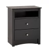 Storage Cabinets*Prepac ™ 28" Sonoma Tall 2 Drawer Nightstand With Open Shelf, Black (BDC-2428)