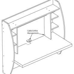 Computer Desks*Prepac 42'' W L-Shape Metal Contemporary Wall Mounted Desk, Black (BEHW-0200-1)