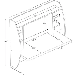 Computer Desks*Prepac 42'' Wall Mounted Floating Desk with Storage, Espresso (EEHW-0200-1)