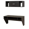 Computer Desks*Prepac Designer Floating Desk & Hutch Set, Washed Black (HRHW-0501-2M)